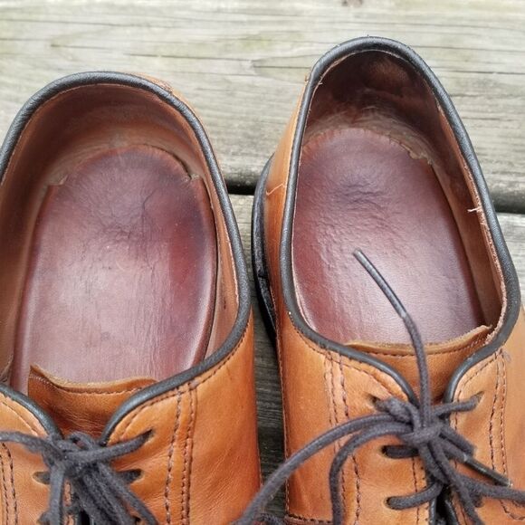 Allen Edmonds Split Front Moc Toe Oxfords Derby Tan Leather Casual Dress 10 D - Picture 7 of 11